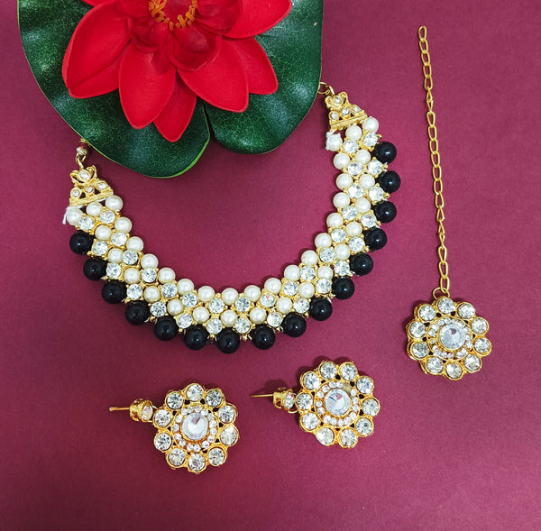 Darshana Jewels Crystal Stone Gold Plated  Necklace Set