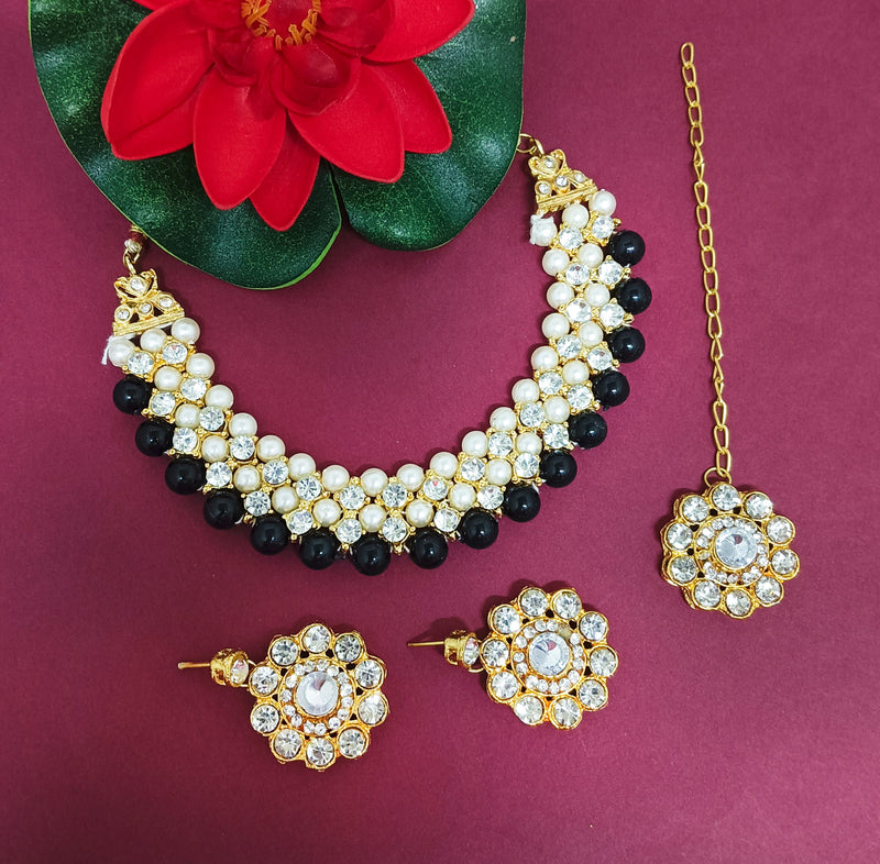 Darshana Jewels Crystal Stone Gold Plated  Necklace Set