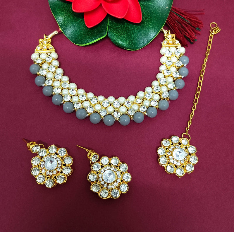 Darshana Jewels Crystal Stone Gold Plated  Necklace Set