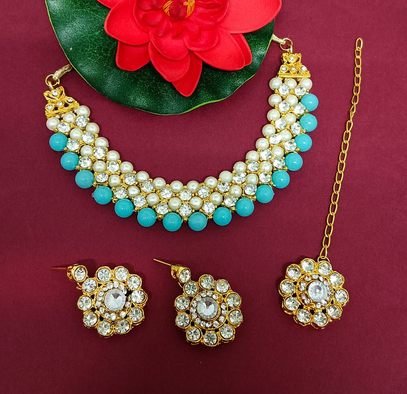 Darshana Jewels Crystal Stone Gold Plated  Necklace Set