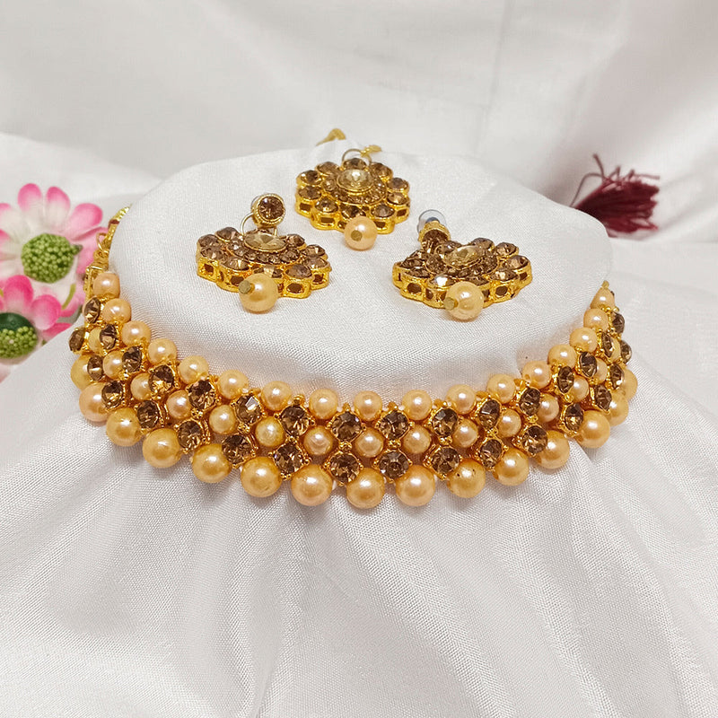 Darshana Jewels Crystal Stone Gold Plated  Necklace Set