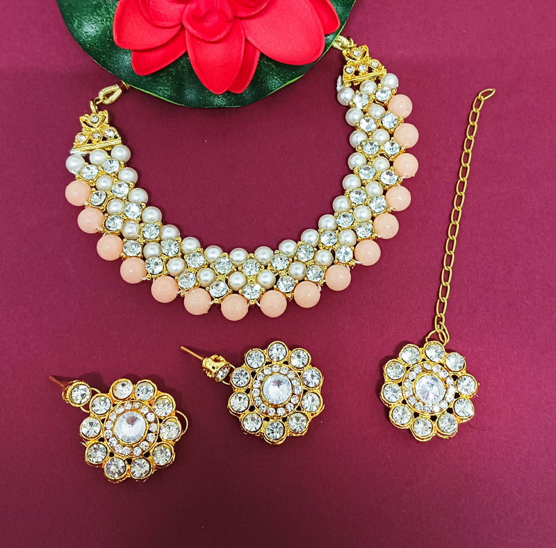 Darshana Jewels Crystal Stone Gold Plated  Necklace Set