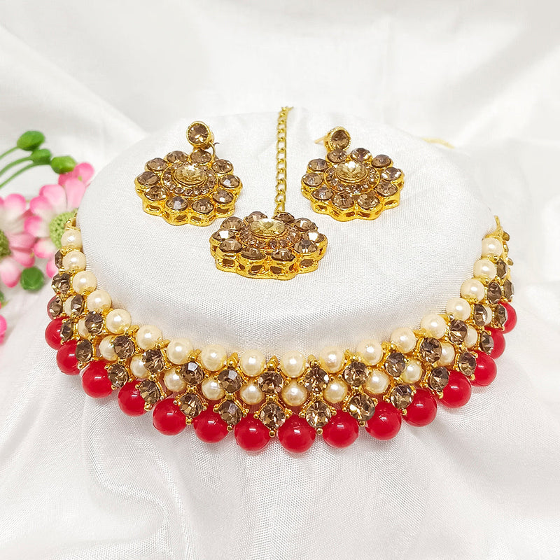 Darshana Jewels Crystal Stone Gold Plated  Necklace Set