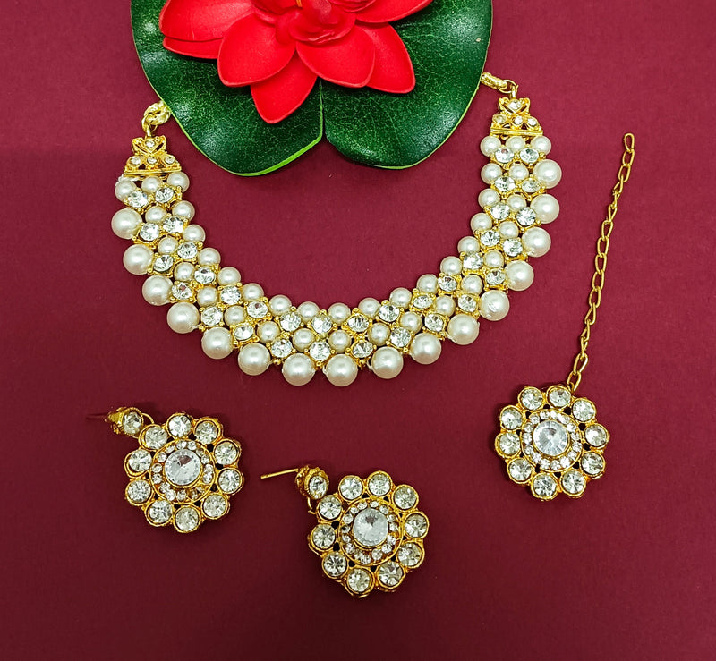 Darshana Jewels Crystal Stone Gold Plated  Necklace Set