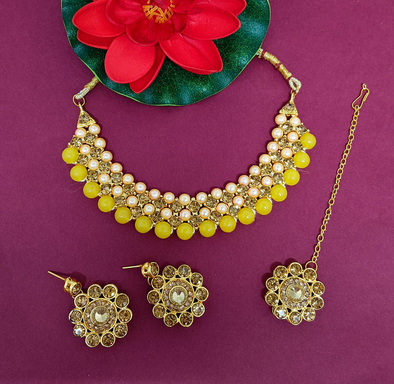 Darshana Jewels Crystal Stone Gold Plated  Necklace Set