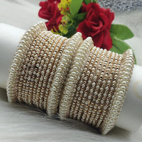 FS Collection Gold Plated Pearl Bangle Set