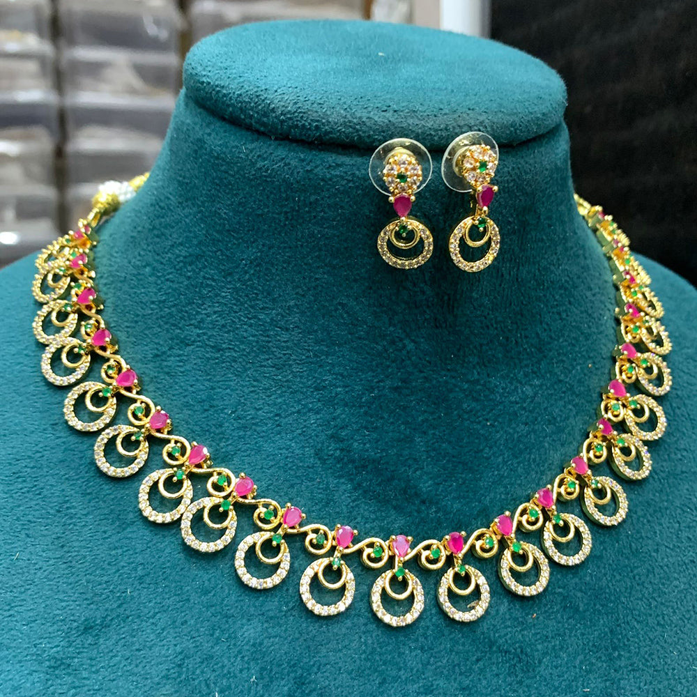 FS Collection Gold Plated AD Stone Necklace Set