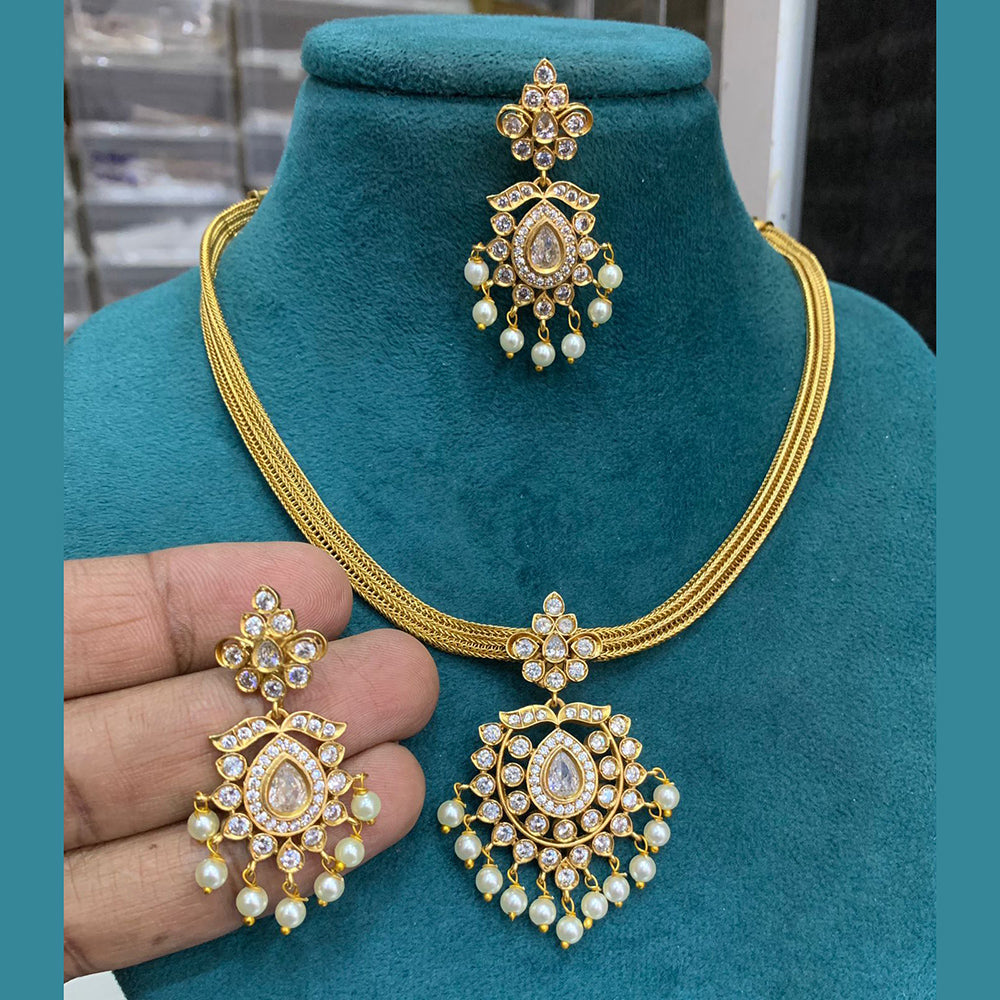 FS Collection Gold Plated AD Stone Necklace Set