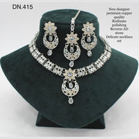 FS Collection Rodium Polish Reverse AD Stone Necklace Set