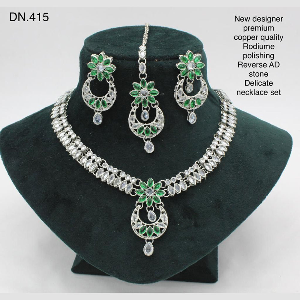 FS Collection Rodium Polish Reverse AD Stone Necklace Set