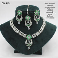 FS Collection Rodium Polish Reverse AD Stone Necklace Set