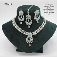 FS Collection Rodium Polish Reverse AD Stone Necklace Set