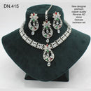 FS Collection Rodium Polish Reverse AD Stone Necklace Set