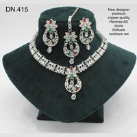 FS Collection Rodium Polish Reverse AD Stone Necklace Set