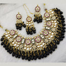 FS Collection Gold Plated Kundan Stone & Meenakari Necklace Set