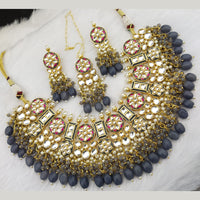 FS Collection Gold Plated Kundan Stone & Meenakari Necklace Set