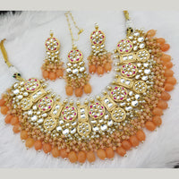 FS Collection Gold Plated Kundan Stone & Meenakari Necklace Set