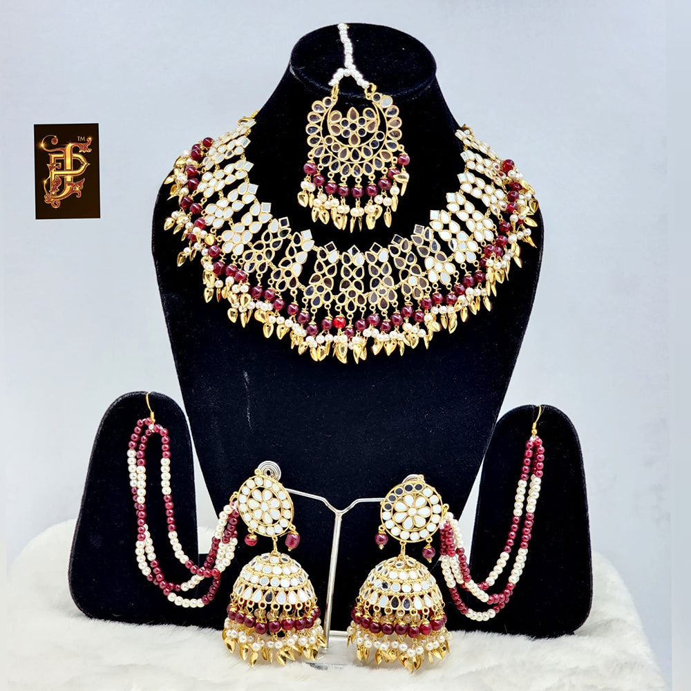 FS Collection Gold Plated Mirror Necklace Set