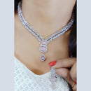 FS Collection Silver Plated AD Stone Necklace Set
