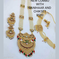 FS Collection Gold Plated Pearl Double Necklace Set
