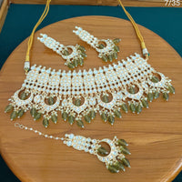 FS Collection Gold Plated Kundan Stone Necklace Set