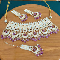 FS Collection Gold Plated Kundan Stone Necklace Set