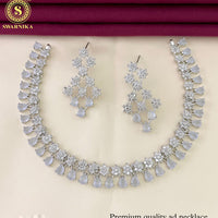 FS Collection Silver Plated AD Stone Necklace Set