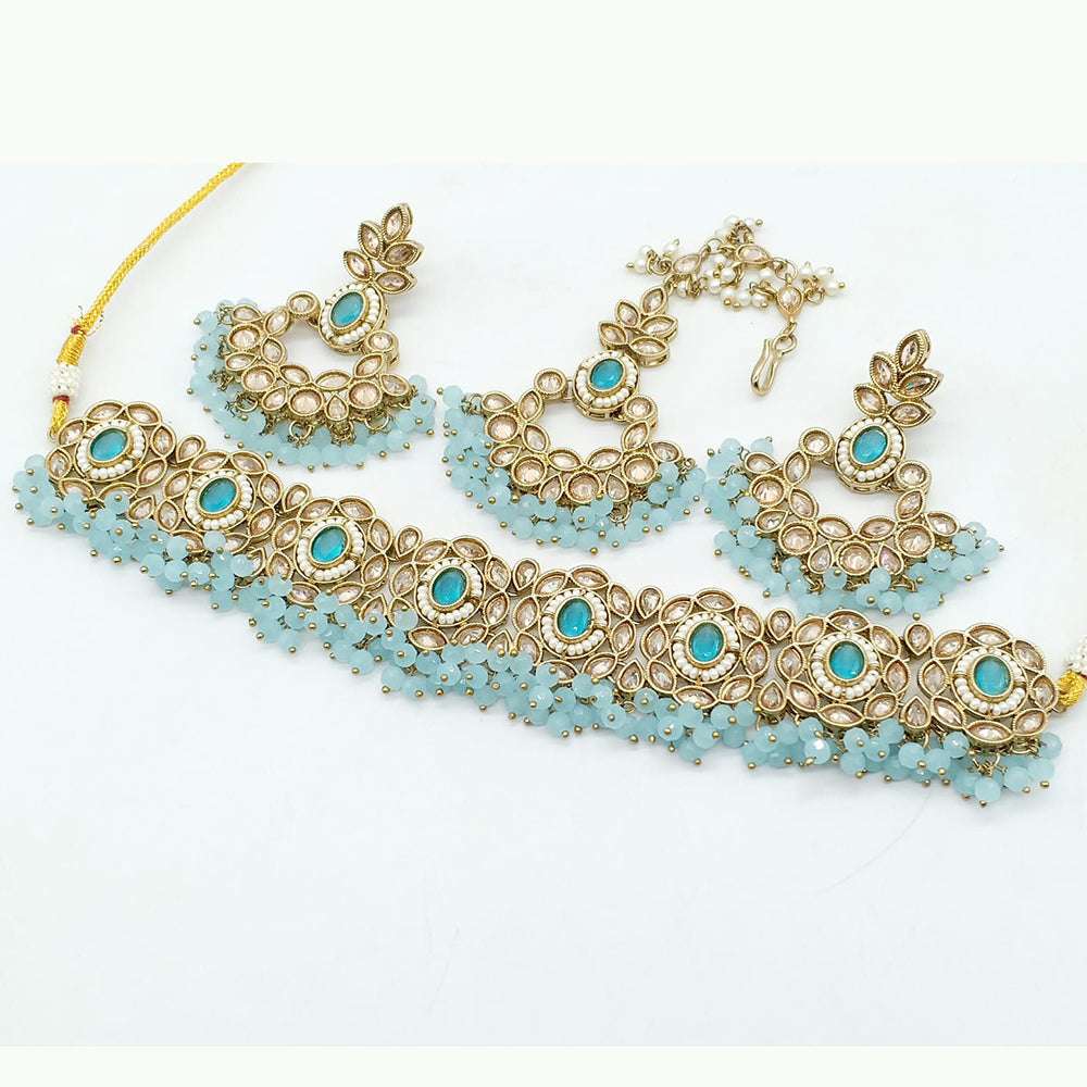 FS Collection Gold Plated Crystal Stone Necklace Set