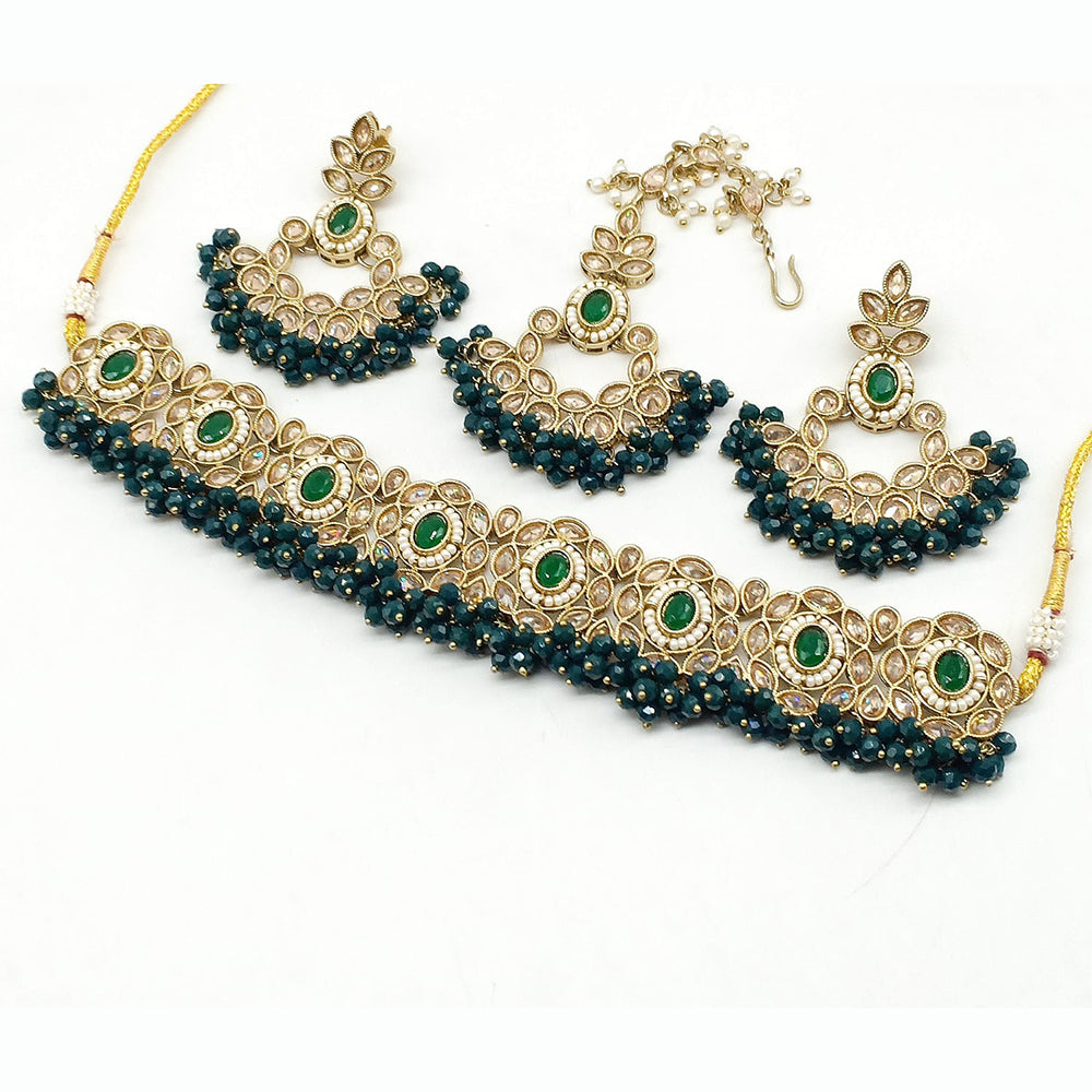 FS Collection Gold Plated Crystal Stone Necklace Set