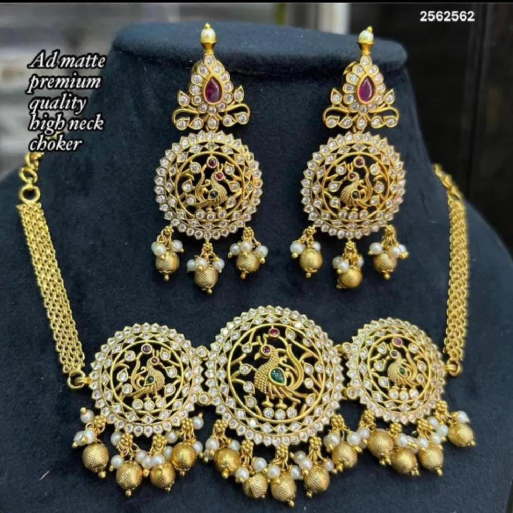 FS Collection Gold Plated AD Stone Necklace Set