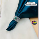 FS Collection Silver Plated AD Stone Adjustable Ring