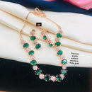 FS Collection Rose Gold Plated AD Stone Necklace Set