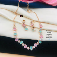 FS Collection Rose Gold Plated AD Stone Necklace Set