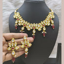 FS Collection Gold Plated Kundan Stone Necklace Set