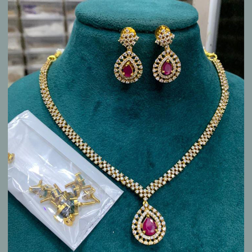 FS Collection Gold Plated AD Stone Necklace Set