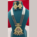 FS Collection Gold Plated Kundan Stone Long Necklace Set