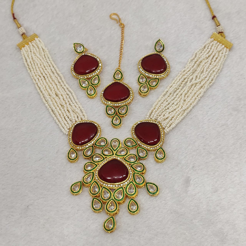 FS Collection Gold Plated Crystal Stone Necklace Set