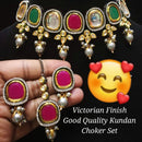 FS Collection Gold Plated Kundan Stone Choker Necklace Set