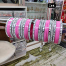 FS Collection Silver Plated Acrylic Bangles Set