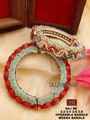 FS Collection Gold Plated Openable Meenakari Bangles Set