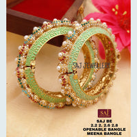 FS Collection Gold Plated Openable Meenakari Bangles Set