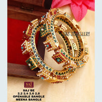 FS Collection Gold Plated Openable Meenakari Bangles Set
