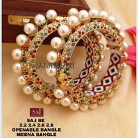 FS Collection Gold Plated Openable Meenakari Bangles Set