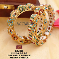 FS Collection Gold Plated Openable Meenakari Bangles Set