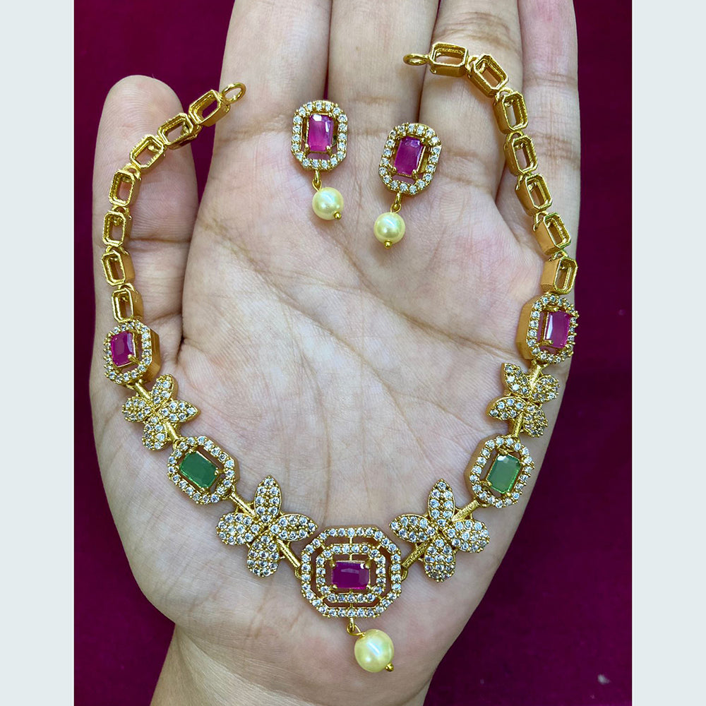 FS Collection Gold Plated AD Stone Necklace Set