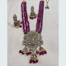 FS Collection Gold Plated AD Stone Long Temple Necklace Set