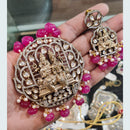 FS Collection Gold Plated AD Stone Long Temple Necklace Set