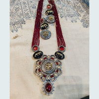 FS Collection Gold Plated AD Stone Long Necklace Set