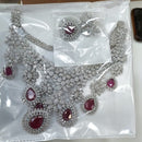 FS Collection Silver Plated AD Stone Necklace Set