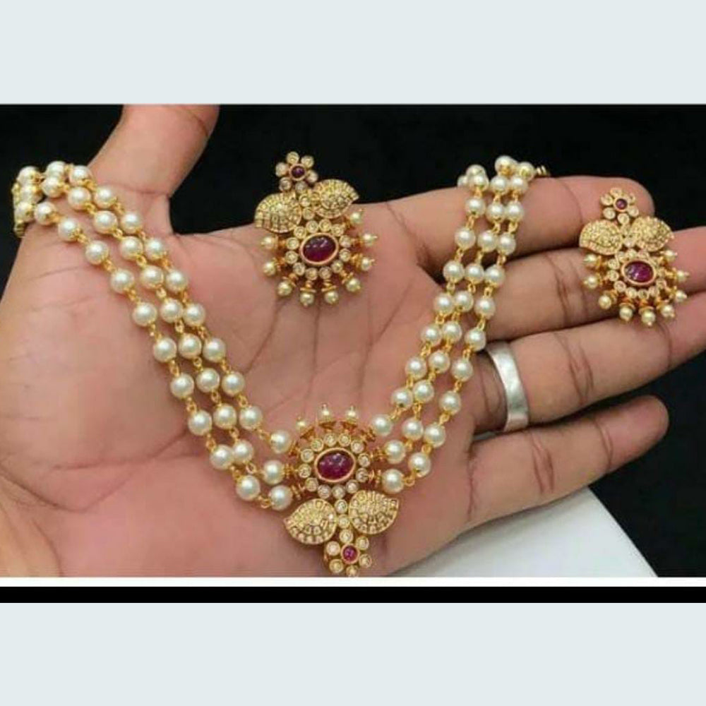FS Collection Gold Plated AD Stone Choker Necklace Set
